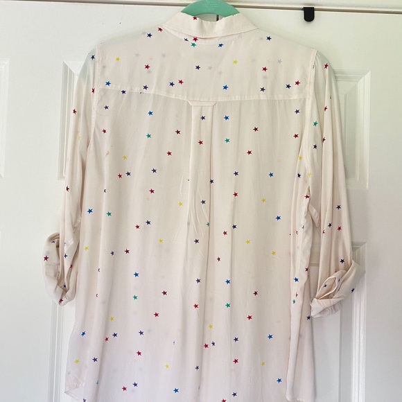 Rails rainbow star print silk blouse button down blouse - Picture 3 of 5